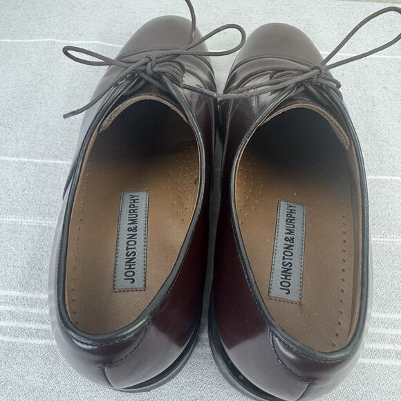 Men’s Johnston And Murphy Melton Cap Toe Dress Shoe Burgundy Calfskin Leather 8D